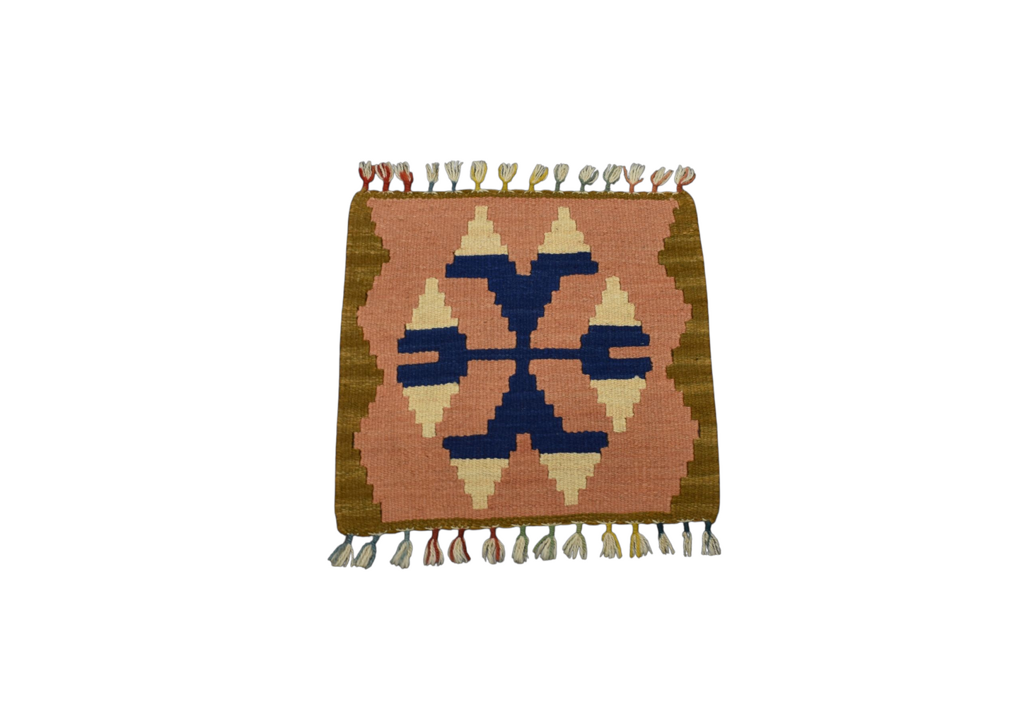 Kilim Antik El Dokuma Kare Köşe Sandalye Minderi Pınarbaşı Kayseri Yün Kilim 0901 - Yeni - Çok Renkli