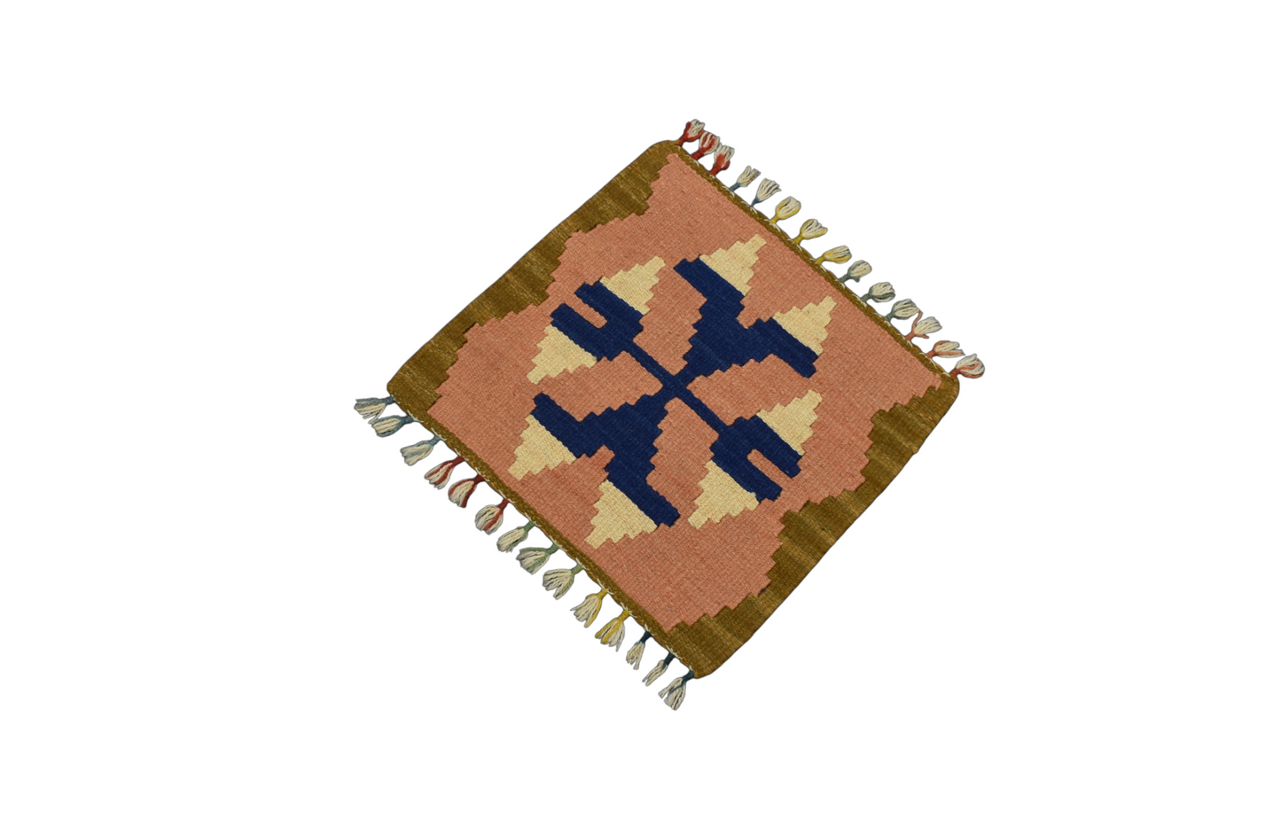 Kilim Antik El Dokuma Kare Köşe Sandalye Minderi Pınarbaşı Kayseri Yün Kilim 0901 - Yeni - Çok Renkli