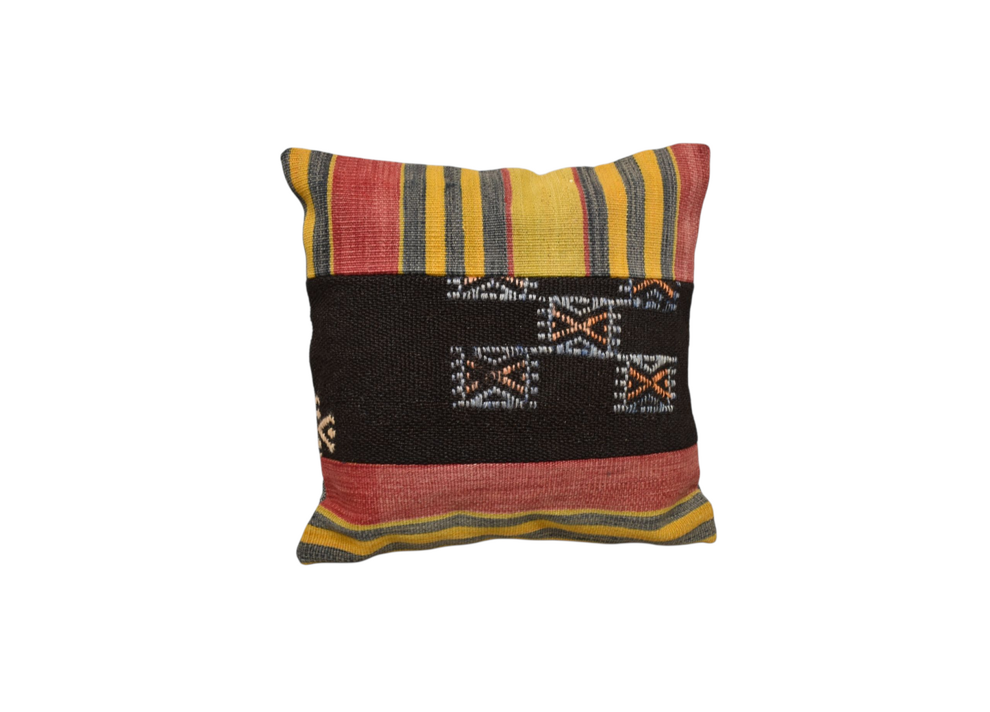Kilim Antik El Dokuma Patchwork Kırkyama Dekoratif Kilim Kırlent Yastık Kılıfı 0910 - Yeni - Çok Renkli