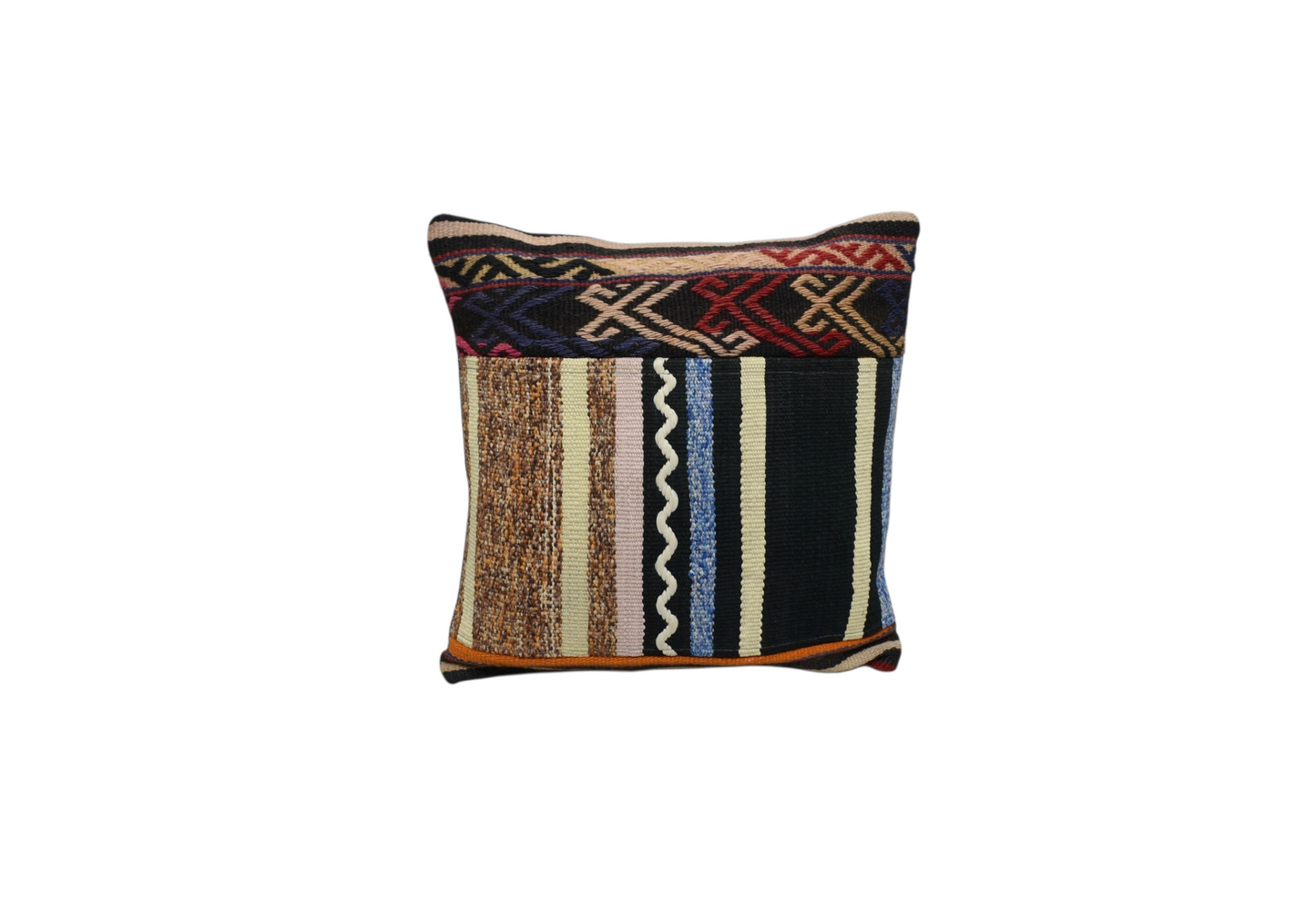 Kilim Antik El Dokuma Patchwork Kırkyama Dekoratif Kilim Kırlent Yastık Kılıfı 0917 - Yeni - Çok Renkli