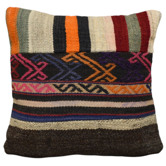 Kilim Antik El Dokuma Patchwork Kırkyama Dekoratif Kilim Kırlent Yastık Kılıfı 0925 - Yeni - Çok Renkli