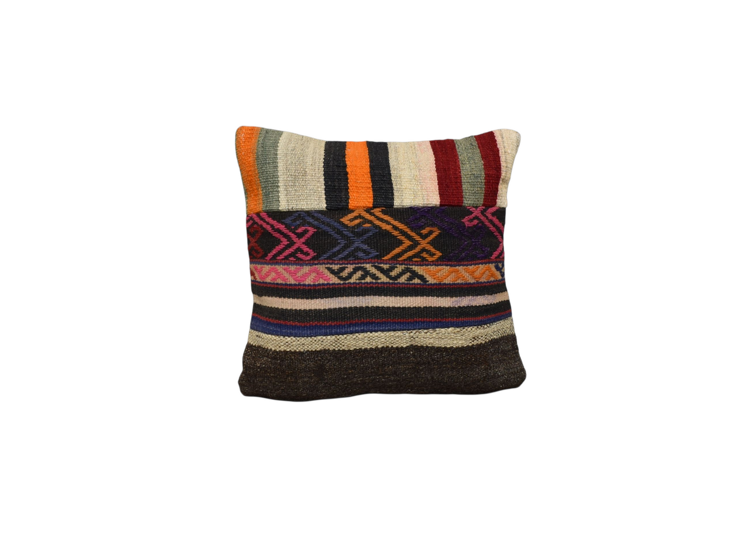 Kilim Antik El Dokuma Patchwork Kırkyama Dekoratif Kilim Kırlent Yastık Kılıfı 0925 - Yeni - Çok Renkli