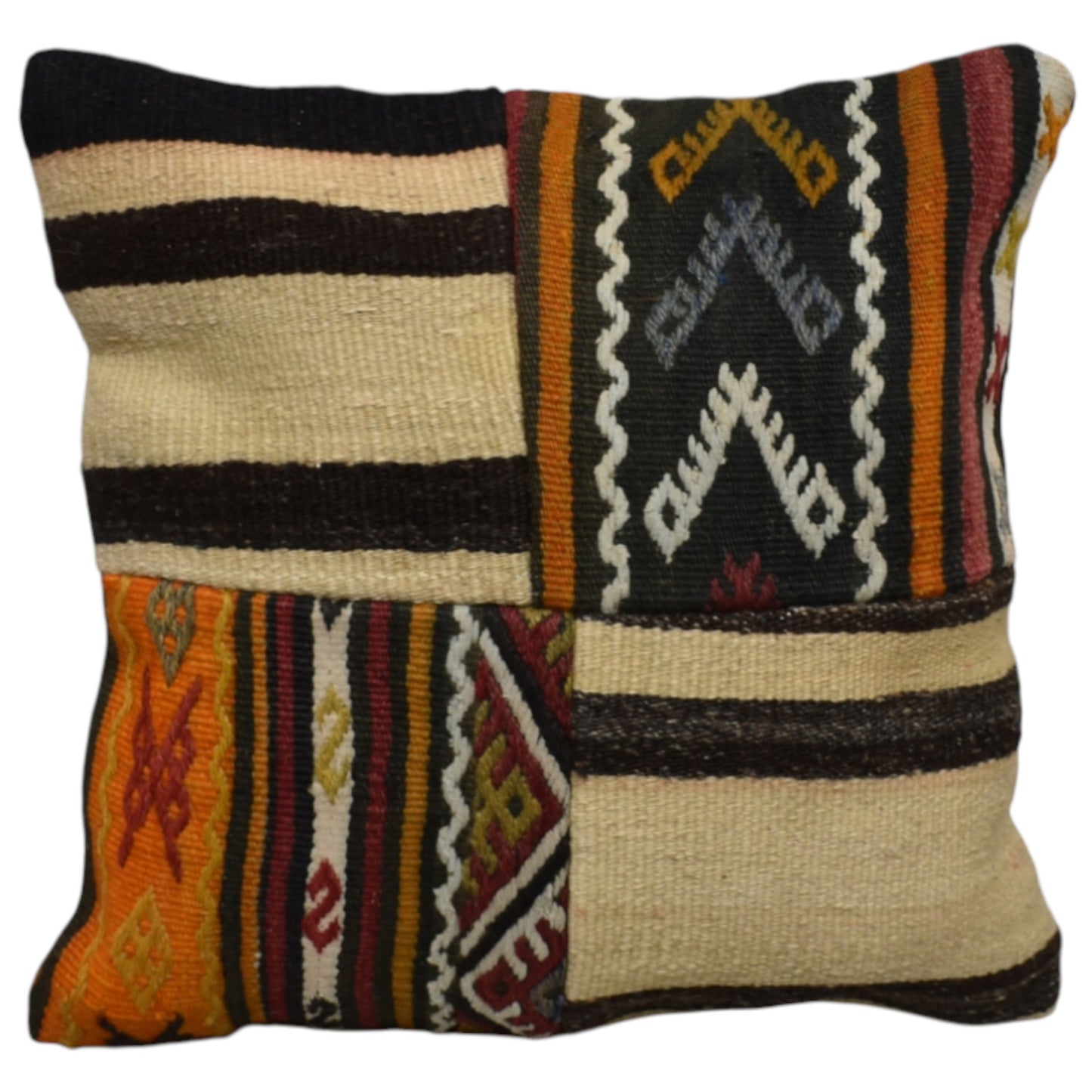 Kilim Antik El Dokuma Patchwork Kırkyama Dekoratif Kilim Kırlent Yastık Kılıfı 0936 - Yeni - Çok Renkli