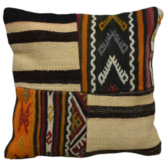 Kilim Antik El Dokuma Patchwork Kırkyama Dekoratif Kilim Kırlent Yastık Kılıfı 0936 - Yeni - Çok Renkli