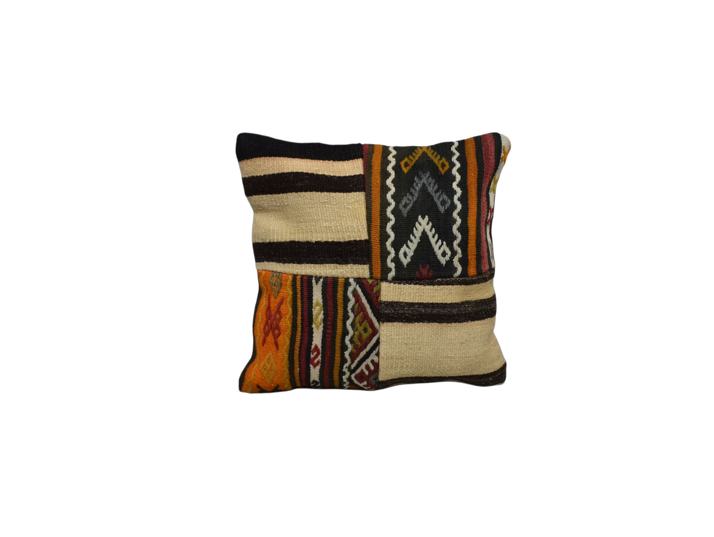 Kilim Antik El Dokuma Patchwork Kırkyama Dekoratif Kilim Kırlent Yastık Kılıfı 0936 - Yeni - Çok Renkli