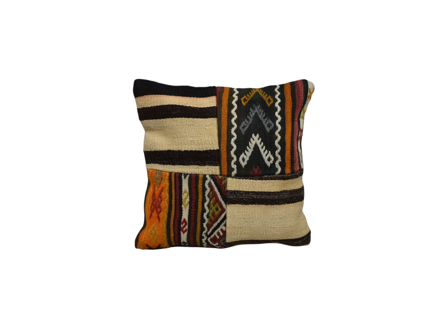 Kilim Antik El Dokuma Patchwork Kırkyama Dekoratif Kilim Kırlent Yastık Kılıfı 0936 - Yeni - Çok Renkli