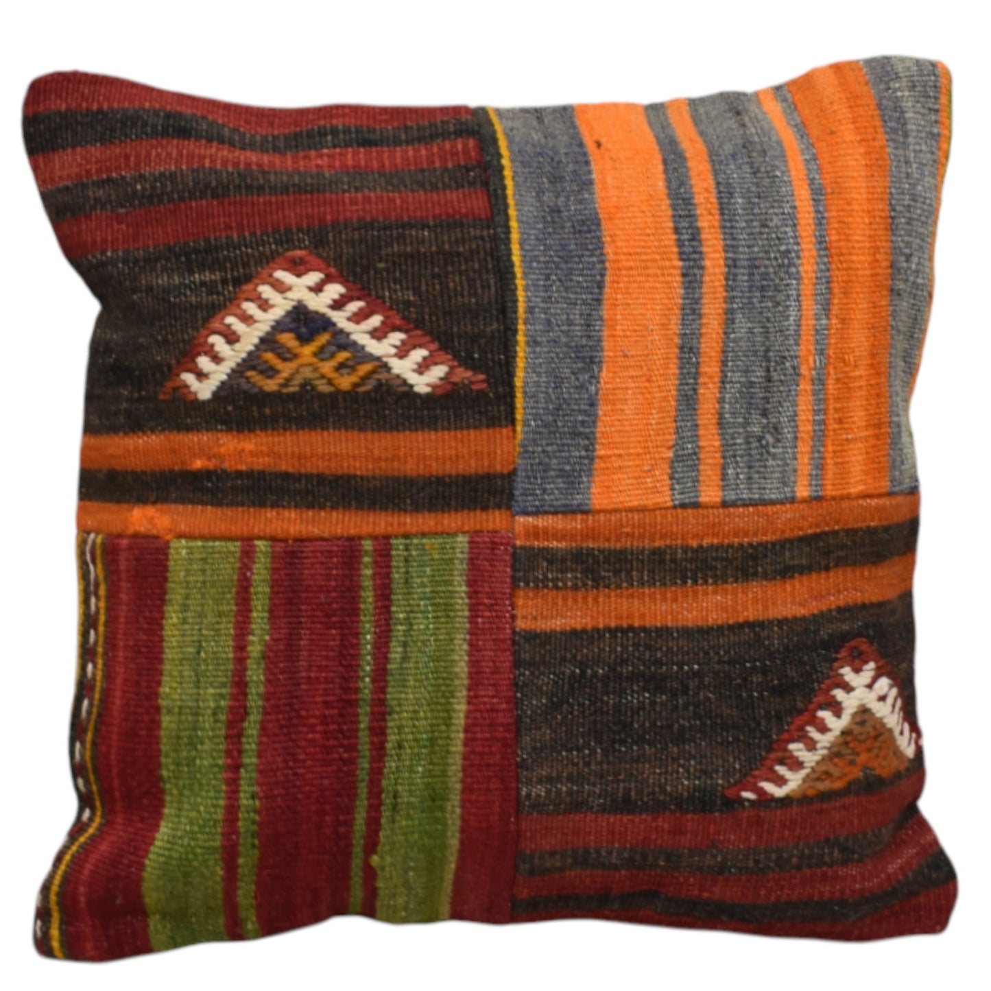 Kilim Antik El Dokuma Patchwork Kırkyama Dekoratif Kilim Kırlent Yastık Kılıfı 0965 - Yeni - Çok Renkli