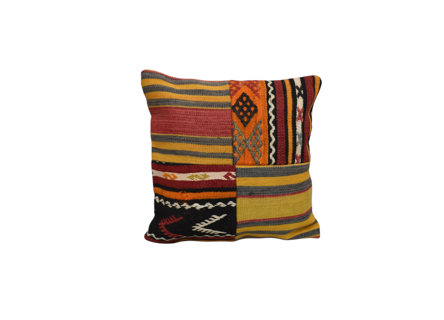 Kilim Antik El Dokuma Patchwork Kırkyama Dekoratif Kilim Kırlent Yastık Kılıfı 0969 - Yeni - Çok Renkli