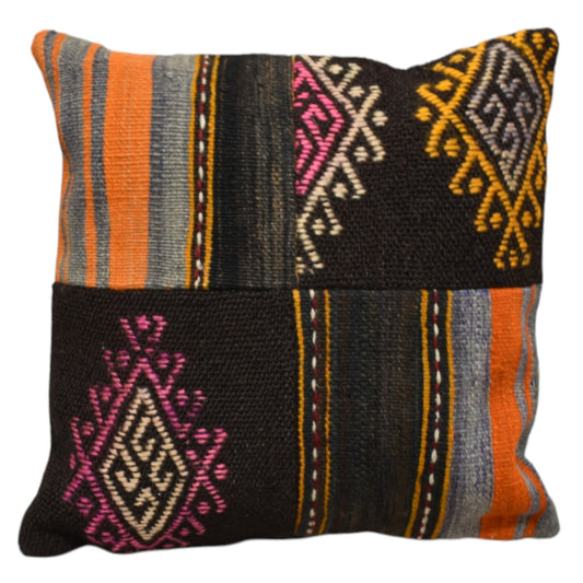 Kilim Antik El Dokuma Patchwork Kırkyama Dekoratif Kilim Kırlent Yastık Kılıfı 0975 - Yeni - Çok Renkli