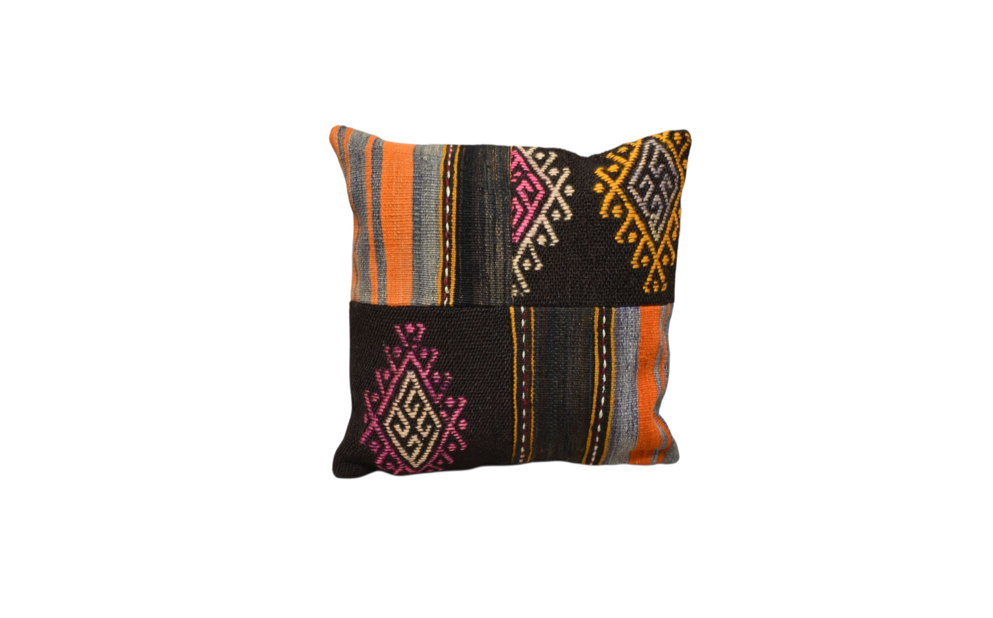 Kilim Antik El Dokuma Patchwork Kırkyama Dekoratif Kilim Kırlent Yastık Kılıfı 0975 - Yeni - Çok Renkli