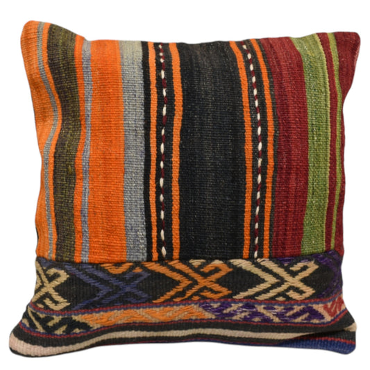 Kilim Antik El Dokuma Patchwork Kırkyama Dekoratif Kilim Kırlent Yastık Kılıfı 0983 - Yeni - Çok Renkli