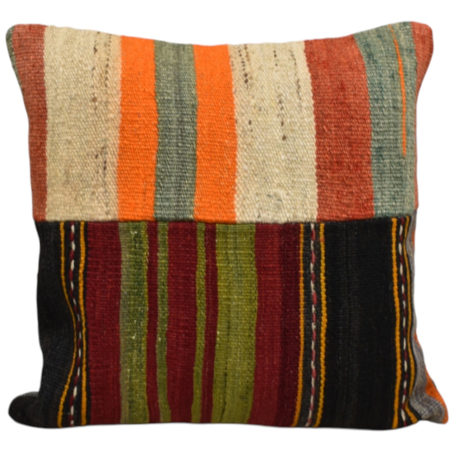 Kilim Antik El Dokuma Patchwork Kırkyama Dekoratif Kilim Kırlent Yastık Kılıfı 0989 - Yeni - Çok Renkli